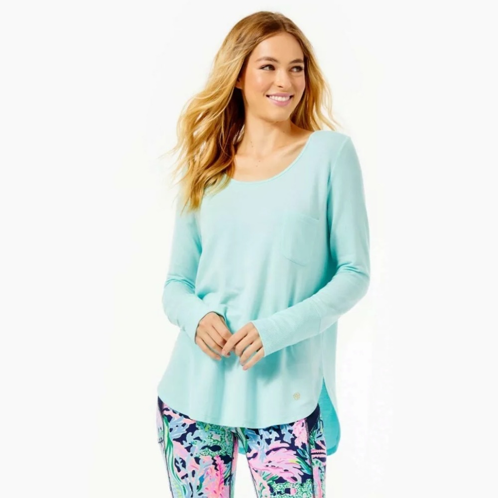 Lilly Pulitzer Luxletic Kerah Long Sleeve Tee in Sea Glass Aqua